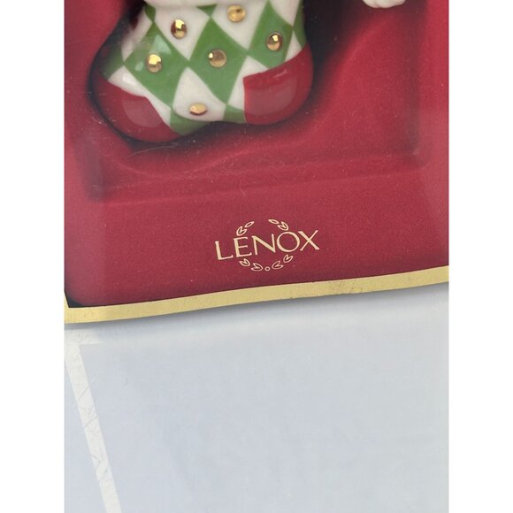 LENOX Peanuts Snoopy in Stocking Christmas Tree Ornament Holiday Porcelain VTG - Picture 8 of 16